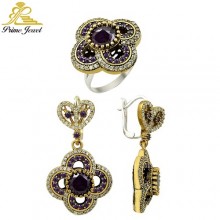 Gümüş Otantik Taşlı Set